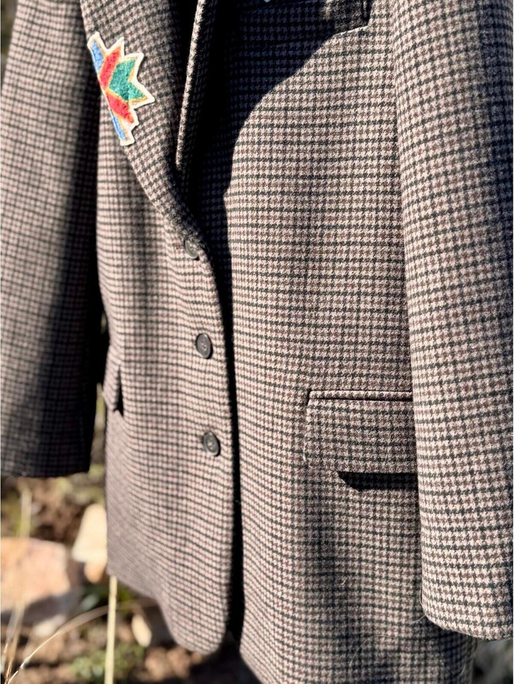 Upcycled GAP Plaid Blazer Brown Western Boyfriend Fit (S) - Picture 4 of 5